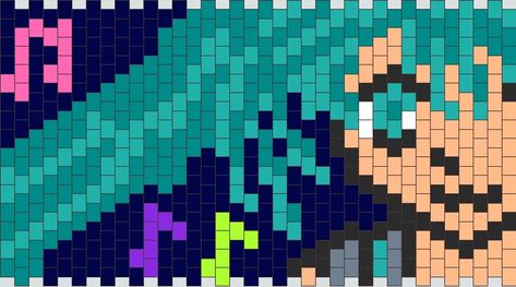 Kandi Patterns - Faves Miku Kandi, Kandi Patterns, Miku Hatsune, Photo Pattern, Different Patterns, Hatsune Miku, Vault Boy, Kitty, Pattern