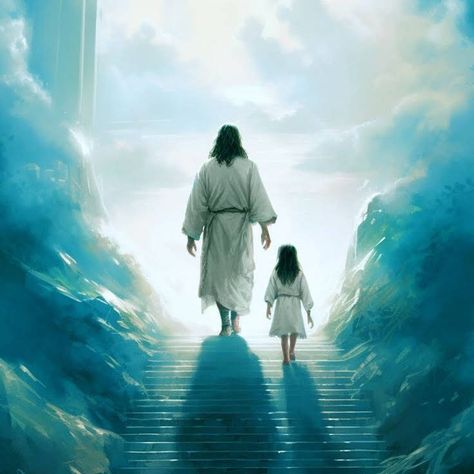 Jesus Walking With Me, Jesus With Girl, Jesus And Girl, God In Heaven, Path To Heaven, Heaven Pictures, Jesus Walking, Biblical Artwork, Walking With Jesus