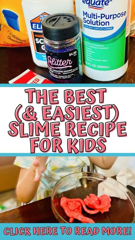 Learn how to make your own slime! This non sticky slime recipe is easy and fun! The perfect STEM activity for kids! You’ll love this DIY slime recipe with contact solution and white glue! #stemactivities #slime Non Sticky Slime Recipe, Slime Recipie, Slime Recipe Glue, Non Sticky Slime, Easy To Make Slime, Halloween Slime Recipe, Make Slime For Kids, Slime Recipe With Contact Solution, Make Your Own Slime