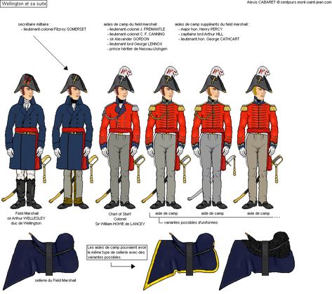 Commander-in-Chief of the Army of the Netherlands and of the Reserve Corps-Wellington and his Staff Historic Illustration, Waterloo 1815, Century Uniforms, Napoleonic Uniforms, British Uniforms, Hundred Days, British Soldier, Military Uniforms, Army Uniform