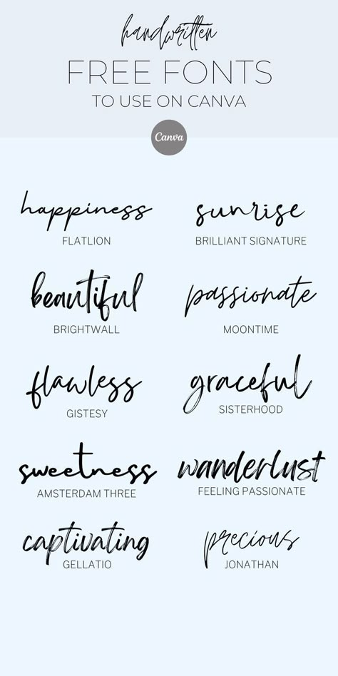 Font Canva Lettering, Best Fonts For Logos, Free Handwritten Fonts, Handwritten Text, Canva Hacks, Canva Font, Canva Fonts, Canvas Learning, Canva Tips