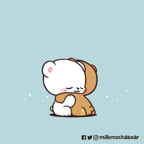 cute hugging milk mocha bear bears Mocha Bear, Cute Bear, Cartoon Character, Mocha, Milk, Teddy Bear, Feel Free, Twitter, Blue