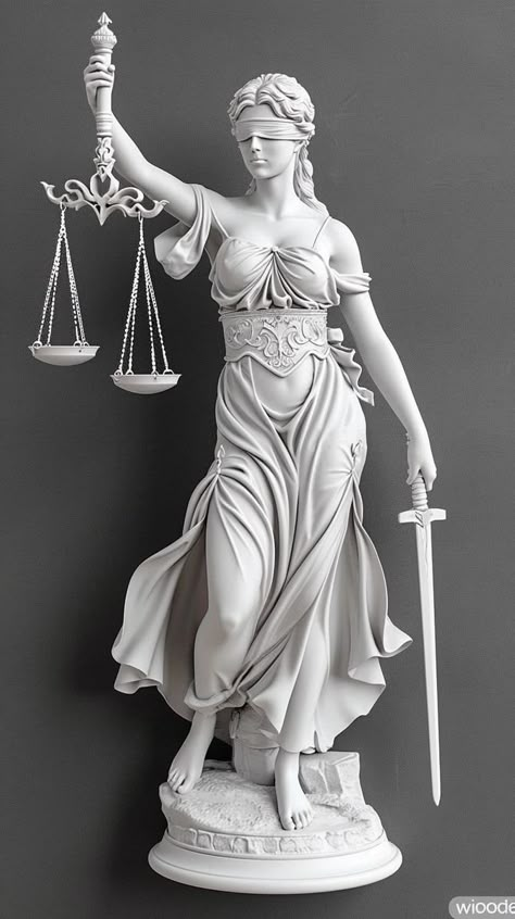 Lady Of Justice Statue, Greek Statues Reference, Angel Of Justice, Justice Lady, Lady Of Justice, Lady Justice Statue, God Of Justice, Justice Statue, Sculpt Ideas