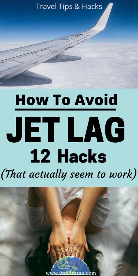 Travel hacks and tips for avoiding Jet Lag. 12 Jet Lag tips & remedies (that work!) Get to sleep on long international flights and never suffer from jet lag again!  #travel #traveltips #travelhacks #jetlagtips #longhaulflights Avoid Jet Lag Travel Tips, How To Avoid Jet Lag, Traveling Overseas Tips, International Travel Tips Long Flights, How To Avoid Jet Lag Long Flights, Flying International Tips, Tips For International Flights, How To Beat Jet Lag, Travel Hacks For Long Flights