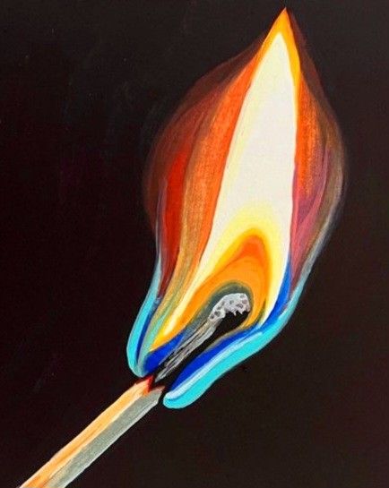 Serialism Paintings, Acrylic Painting Ideas Meaningful, Mind Blowing Art, Match On Fire Drawing, Painting With Lighting, Drawings Of Flames, Elements Of Art Artwork, 2 Colour Painting, Ideas To Paint On A Canvas