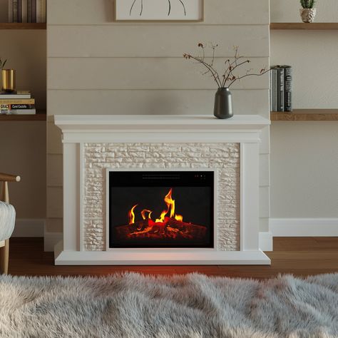 Northwest Electric Fireplace with Mantel, White - Bed Bath & Beyond - 36784347 White Mantle Fireplace, Faux Logs, Fireplace With Mantel, White Mantle, Electric Fireplace With Mantel, Electric Fireplace Mantle, Indoor Fireplaces, Fake Fireplace, Mantel Fireplace