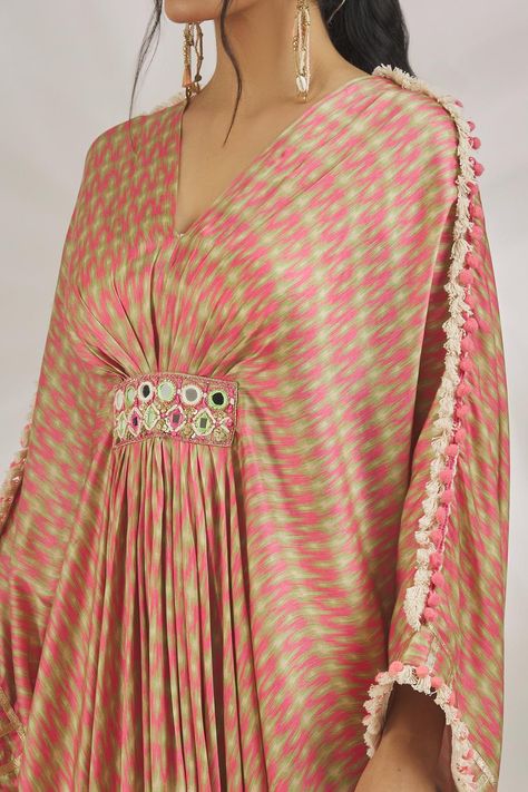 Buy Gopi Vaid Pink Satin Zeba Abstract Pattern Kaftan Online | Aza Fashions Gopi Vaid, Kaftan Women, Kaftan Pattern, Ethereal Elegance, Kaftan For Women, Trendy Outfits Indian, Floral Frocks, Kaftan Designs, Modest Dresses Casual