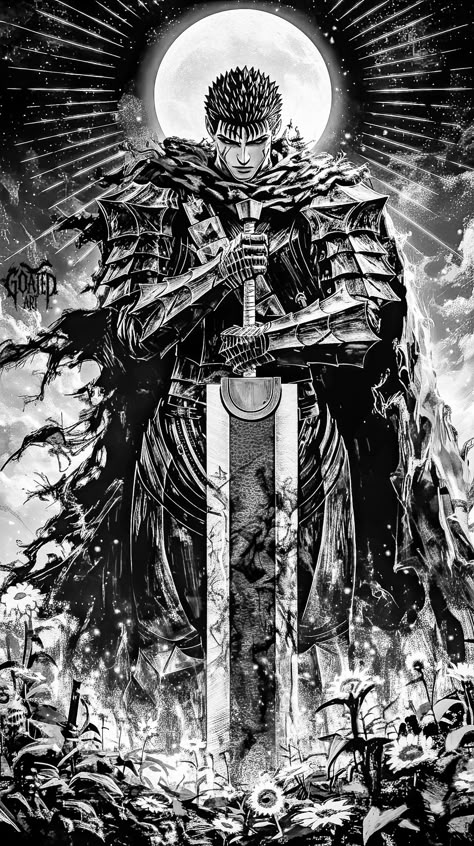 Zoom IN/OUT if you're from iOS device! 🌙 Guts B&W (Concept Art) from Berserk by Kentaro Miura 😔🗡️ Trying out this spooky new black and white manga style. It turned out to be freaking awesome, the black and white contrasts and matches with gut's theme so well! I hope you guys enjoyed this batch, be sure to watch this perfect masterpiece from beginning to end! 🌙⛩️ ▫️𝑳𝒊𝒌𝒆, 𝑺𝒉𝒂𝒓𝒆 & 𝑺𝒂𝒗𝒆! 🔥 ▫️𝑭𝒐𝒍𝒍𝒐𝒘 @goated.aiart 𝒇𝒐𝒓 𝒎𝒐𝒓𝒆! 🔥 #art #aiart #artwork #artistic #instaart #artgallery #fineart #anime ... Berserk Anime 1997, Berserk Anime, Kentaro Miura, Anime Drawing Books, Anime Wallpaper Phone, Manga Style, Freaking Awesome, Dark Art Illustrations, Cool Anime Wallpapers