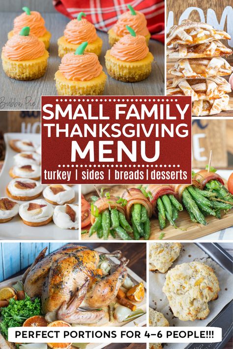 Often, Thanksgiving Dinner is an occasion to get together with large numbers of friends and family. But, sometimes you may be having a smaller Holiday Feast with just your spouse and kids. We've got a complete guide to make your own Small Thanksgiving Recipes portioned for 6 people or less! Here, you'll find recipes for a SUPER EASY turkey, side dishes, breads and desserts. Gobble Gobble! Thanksgiving Menu Planner, Small Thanksgiving, Thanksgiving Menu Ideas Side Dishes, Food For Special Event, Traditional Thanksgiving Menu, Thanksgiving Menu Ideas, Traditional Thanksgiving, Thanksgiving Dinner Menu, Thanksgiving Dinner Recipes