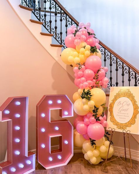 Pink And Yellow Brunch Decor, Pink And Yellow Tea Party, Yellow And Pink Birthday Theme, Yellow And Pink Party Decor, Pink And Yellow Decorations, Yellow And Pink Birthday Decorations, Pink And Yellow Sweet 16, Yellow Theme Birthday Party, Yellow And Pink Party