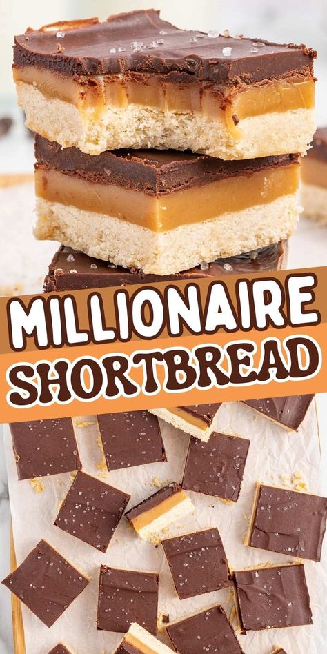 You’ll strike it rich with this Millionaire Shortbread recipe with a buttery shortbread base, chewy caramel center, and a layer of chocolate on top. Million Shortbread, Eagle Brand Recipes, Millionaire Shortbread Recipe, Mug Brownie, The Best Cookie Recipes, Sweet Bars, Chewy Caramel, Millionaire Shortbread, Shortbread Recipe