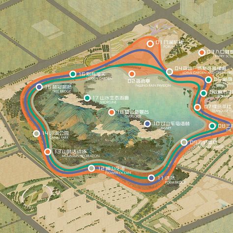 TLS Landscape consortium to design 74-hectare Lion Mountain Park in Suzhou Ecosystem Design, Architecture Mountain, Cypress Island, Analysis Diagram, Urban Design Diagram, Wetland Park, Design Diagram, Urban Agriculture, Park Design