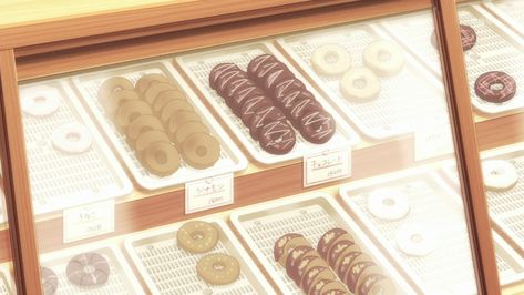 Food in Anime (Posts tagged donuts) Anime Bakery Aesthetic, Tanakakun Is Always Listless, Choco Pudding, Anime Bakery, Anime Pastries, Dnd Food, Food Donut, Bakery Aesthetic, Food In Anime