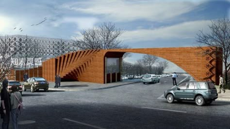 School Gate Design Entrance, Train Station Design, City Entrance, It Building, Wall Gate, Village Park, Dental Office Design Interiors, Round Building, Gate Way