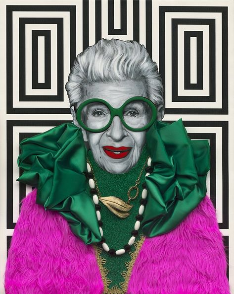 Pink Green Outfit, Colorful Glasses Frames, Outfits Glasses, Iris Apfel Style, Maximalist Painting, Fiona The Hippo, Painting Fine Art, Digital Portraits, Fun Wallpaper