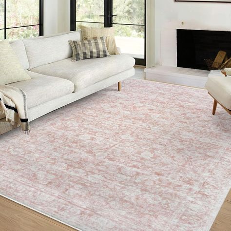 Amazon.com: Siiloom 6x9 Living Room Rug Pink Large Washable Area Rugs for Bedroom, Soft Vintage Floral Rug with Non-Slip, Non-Shedding Traditional Farmhouse Carpet for Nursery Dining Room Office Home Décor : Home & Kitchen Feminine Apartment Decor, Carpet For Nursery, Feminine Apartment, Farmhouse Carpet, Area Rugs For Bedroom, Blush Rug, Vintage Floral Rugs, Entryway Style, Grey Couches