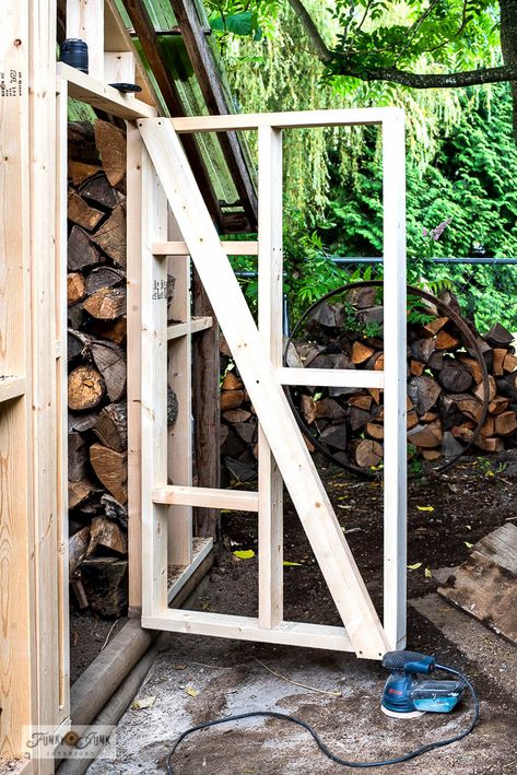 Building Door Frame, Doors For Sheds, Shed Garage Door, How To Build A Door Frame, Build A Door Diy, Build Door, How To Build A Wall With A Door, Shed Doors Diy, Diy Shed Door