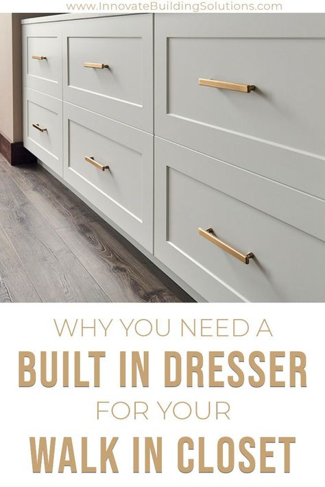 Master Closet With Drawers Built Ins, Large Drawers Bedroom, Master Bedrooms Without Dressers, Closet Built Around Dresser, Bedroom Custom Cabinets Built Ins, Diy Walk In Closet With Dresser, Build In Dresser In Closet, Built In Dresser Drawers In Bedroom, Ikea Dresser Built In Closet