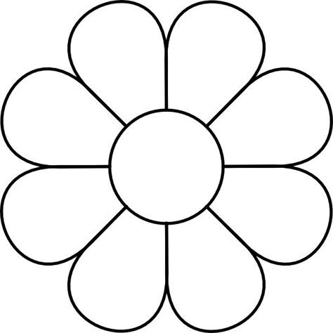 Simple Flower Shapes To Draw, 8 Petal Flower Template, Flower Images Drawing, Flower Pencil Drawings Easy, One Flower Drawing, Simple Flower Template, Flower Print Out, Flower Pedals Drawings, How To Draw A Simple Flower