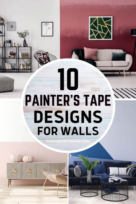 Duo Tone Wall Paint, Painting Lines On Walls Ideas, Simple Geometric Wall Paint Living Room, Wall Taping Design Ideas, Painted Lines On Wall, Living Room Wall Designs Paint, Accent Wall With Tape Design, Living Room Wall Paint Designs, Two Toned Wall Paint