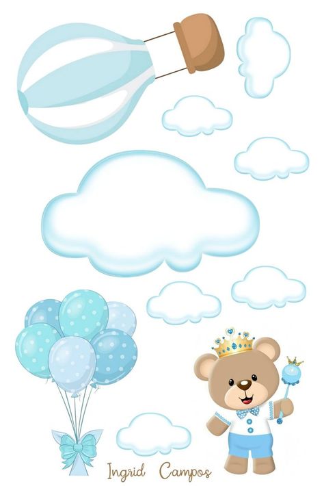 Teddy Bear Cake Topper Printable, Baby Shower For Men, Baby Shower Oso, Baby Boy Birthday Themes, Baby Boy Cake Topper, Babby Shower, Pastel Baby Shower, Bear Cake Topper, Pop Baby Showers