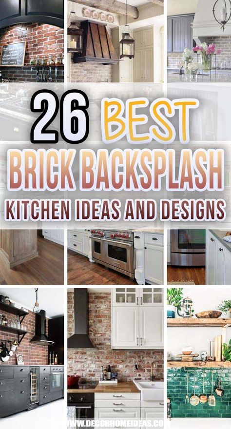 Kitchen Brick Backsplash, Brick Backsplash Ideas, Whitewash Brick Backsplash, Painted Brick Backsplash, White Brick Backsplash, Brick Tile Backsplash, Backsplash Kitchen Ideas, Kitchen Brick, Brick Wall Kitchen