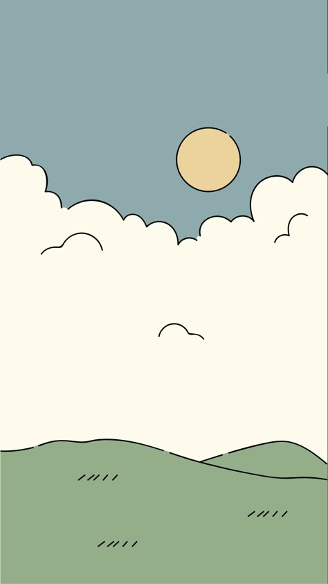 Cartoon Sky Aesthetic, Sunny Wallpers, Green Drawing Aesthetic, Procreate Wallpaper Ideas, Love Cartoon Aesthetic, Groove Aesthetic, Simple Background Drawing, Cute Art Wallpaper, Cloud Aesthetic Wallpaper