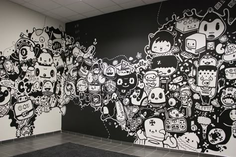 aargh for leagas delaney prague | by ΛOKU Doodle Art On Wall, Wall Doodles, Wall Drawing Ideas, Doodle Wall, Art On Wall, Office Mural, Arte Doodle, Doodle Art Drawing, Wall Drawing