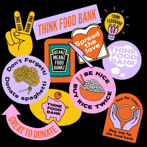 Think Food Bank campaign takes on food poverty with guerrilla stickers Bank Campaign, Food Poverty, Sticker Design Inspiration, Sticker Inspo, Brand Stickers, Think Food, Food Stickers, Food Bank, Graphic Design Inspo