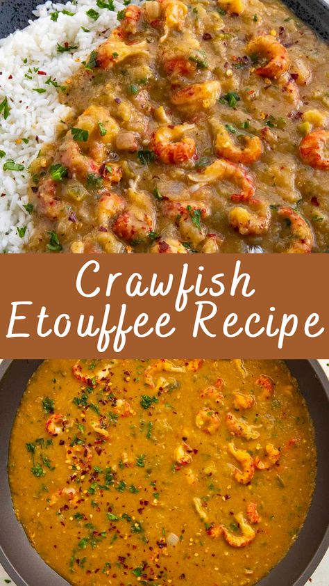 Crawfish Etouffee Recipe | Cheff Recipes Traditional Cajun Dishes, Shrimp Etouffee Recipes Easy, Etouffee Recipe New Orleans, Crab Etoufee Recipe, Crawfish Boil Side Dishes, Seafood Etouffee New Orleans, Traditional Cajun Recipes, Crayfish Etouffee Recipe, Cajun Winter Recipes