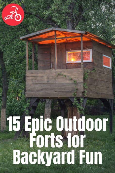 Outdoor Forts For Kids, Science Winter Activities, Playhouse Ideas Outdoor, Superhero Hideout, Kids Tree Forts, Summer Projects For Kids, Forts For Kids, Ship Playhouse, Pirate Ship Playhouse