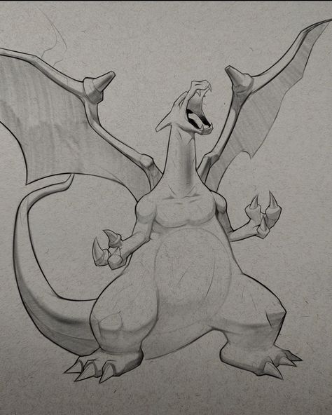 Charizard drawing. Decided to give em the old Sugimori pose. #charizard #pokemon #pokemonartwork #pokemonfanart #fanart #pokemoncommunity #charmander Pokemon Charizard drawing on procreate Charizard Drawing Art, Pokemon Drawings Charizard, Pokemon Charizard Drawing, How To Draw A Pokemon, Pokemon Drawings Sketches Easy, Pokemon Characters Drawings, Charizard Sketch, Pokemon Art Draw, Pokemon Drawings Sketches