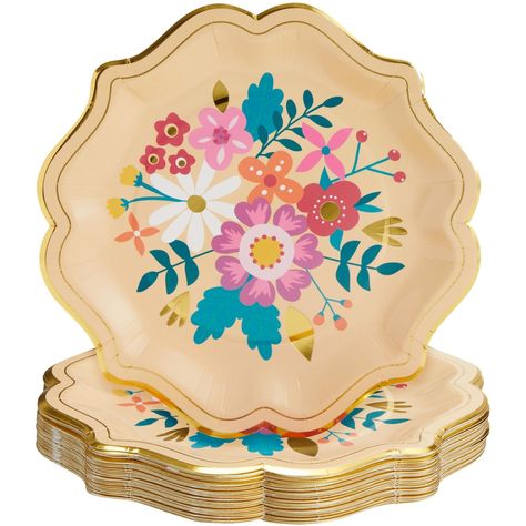 PRICES MAY VARY. This set of disposable plates features a floral design and scalloped edges to add to your dining, buffet, and dessert tables The ideal choice to add to a birthday, Mexican fiesta party, wedding, or bridal shower With our disposable floral party plates, there is no need to stop the fun to clean up; simply toss each one out after use Each one of our flower birthday plates is made from heavy-duty 350g white board paper and measures 9 inches in diameter In this pack, you will receiv Boho Baby Shower Decorations, Floral Paper Plates, Mexican Fiesta Party, Birthday Plate, Spring Tea, Flower Paper, Floral Paper, Tea Party Garden, Floral Party