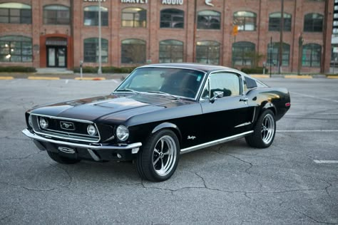 This is a Revology 1968 Mustang GT 2+2 Fastback in Raven Black, with black interior. The client has configured this car with some special-order items that will make it look even more original than other ‘68s we have built. Black Classic Mustang, Ford Mustang 1968 Fastback, Mustang 1968 Fastback, 1968 Mustang Fastback, 68 Fastback, Black Ford Mustang, 68 Mustang Fastback, Black Mustang Gt, Fastback Mustang