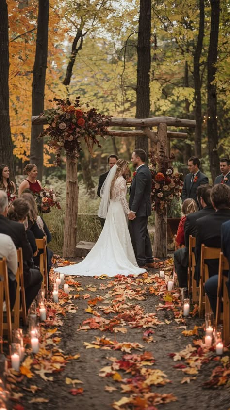 over enchanting fall wedding themes that capture the essence of autumn. From rustic chic to cozy elegance, find inspiration for your perfect fall celebration. Fall Theme Wedding Dress, Fall Home Wedding Ideas, Wedding Ideas Fall Rustic, Wedding Theme Autumn, October Wedding Theme Ideas, Autumn Colors Wedding, Wedding Inspo Rustic, Wedding Fall Theme, Wedding In Autumn