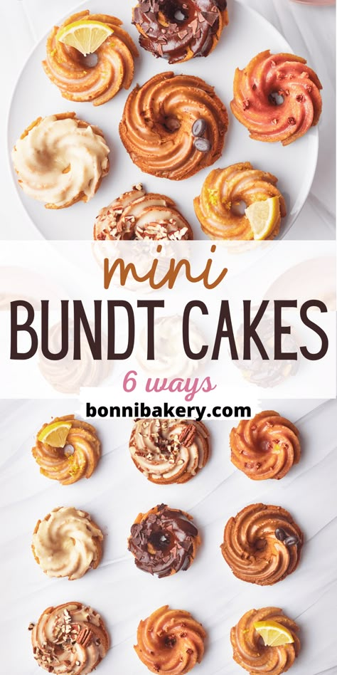 Mini Glazed Cakes, Key Lime Mini Bundt Cakes, Mini Cinnamon Bundt Cakes, Mini Raspberry Bundt Cakes, Cute Mini Bundt Cakes, Mini Pound Cakes Cupcake, Smores Mini Bundt Cake, Banana Bread Mini Bundt Cake, Recipes For Mini Bundt Cakes