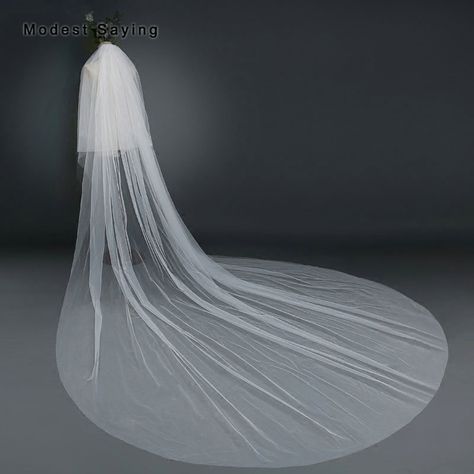 Find More Bridal Veils Information about High Quality Simple White 2 Layers 5M Soft Tulle Wedding Veils with Comb Church Cathedral Train Bridal Veils velos de novia 2018,High Quality Bridal Veils from modest saying Lacebridal Store on Aliexpress.com Chapel Length Wedding Veil, Cheap Wedding Veil, Tulle Wedding Veil, Long Veil Wedding, Cathedral Bridal Veils, Cathedral Wedding Veils, Bride Costume, Wedding Bridal Veils, Wedding Veils Lace