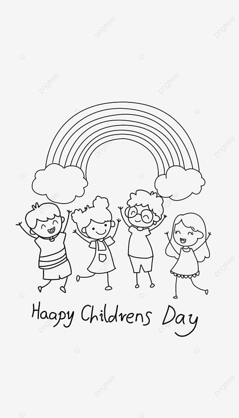 Children's Day Craft, Childrens Day Illustration, Children's Day Activities, Rain Drawing, Drawing Rain, Doodle Kids, Rainbow Children, Bridge Drawing, Painted Window Art