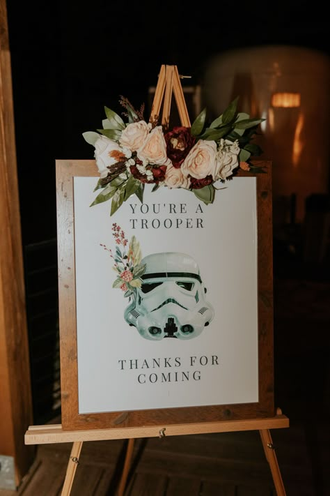 Star Wars Wedding Centerpieces Diy, Star Wars Table Numbers, May The Fourth Wedding, Star Wars Groomsmen Proposal, Star Wars Wedding Backdrop, Boho Star Wars Wedding, Starwars Groomsmen Proposal, Star Wars Vow Renewal, Rustic Star Wars Wedding