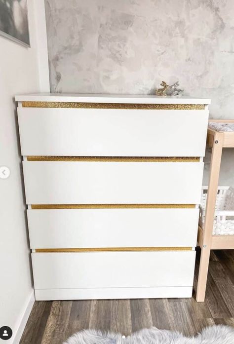 23 Amazing Ikea Malm Hacks You Need To Try Ikea Malm Gloss White, Ikea Malm Gold, Ikea Tall Malm Dresser Hack, Ikea Malm Dresser Hack Bedroom, Ikea Malm Wallpaper, Add Legs To Ikea Malm Dresser, Painted Malm Drawers, Ikea Malm 6 Drawer Dresser Hack, Malm 3 Drawer Chest As Nightstand