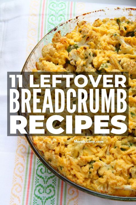 11 Recipes with Breadcrumbs | Breadcrumbs are a versatile and often overlooked ingredient that can completely transform simple lunch and dinner dishes and meals like meatloaf, chicken thighs, meatballs, and mac and cheese, adding the perfect crunch and a subtle depth of taste. Click to learn how to make homemade breadcrumbs, our favorite gluten free breadcrumb alternatives, and a list of easy, breadcrumb recipes the whole family will love! How To Use Bread Crumbs, Recipes That Use Bread Crumbs, Breadcrumbs Recipe Meals, Recipes Using Breadcrumbs, Bread Crumb Uses, Breadcrumb Recipe Meals, What To Make With Bread Crumbs, What To Do With Bread Crumbs, Bread Crumb Recipes