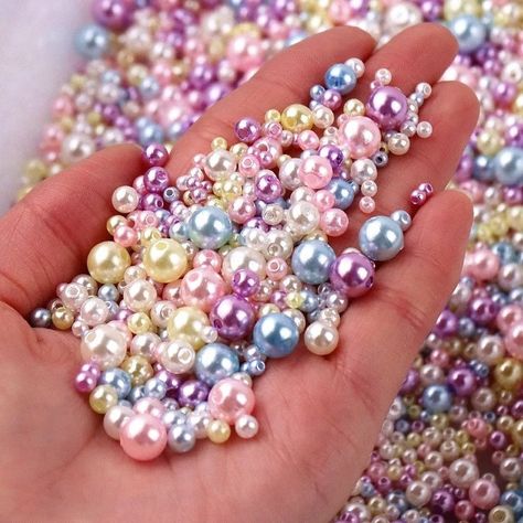 Mix Size 3/4/5/6/8mm Beads With Hole Colorful Pearls Round | Etsy Serbia Pearl Crafts, Manik Manik, Pearls Diy, Beads Pictures, Plastic Earrings, Diy Charm Bracelet, Brand Ideas, Jewelry Beaded, Bead Ideas