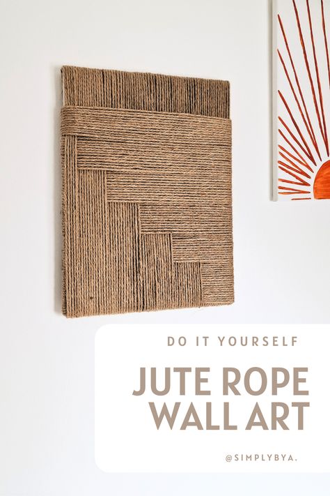 You don't have to have painting skills to create unique wall decorations for your home. I will show you how to make this easy wall art from jute rope. It gives such a BOHO vibe. #diy #diyhomedecor #diyboho #bohodecor #jutewallart #diywallart #bohowalldecor Jute String Wall Art, Twine Canvas Art, Yarn And Canvas Art, Diy Natural Wall Art, Jute Canvas Art, Rope On Canvas Wall Art, Diy Boho Artwork, Diy Jute Rope Wall Art, Jute Wall Art Diy