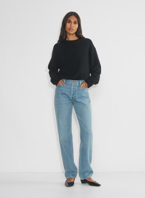 THE '90S CLASSIC MID-RISE RELAXED JEAN - Relaxed mid-rise straight-leg jeans Mid Rise Jeans Outfit, Aritzia Outfit, Relaxed Jeans, Mid Rise Jeans, Sweater And Shorts, Relaxed Style, Jean Outfits, Bra Tops, Boyfriend Jeans