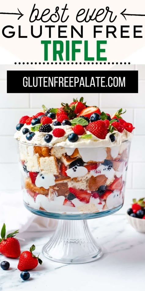 Gluten Free Trifle, Dairy Free Trifle, Gluten Free Truffles, Gluten Free Pound Cake, Gluten Free Pudding, Christmas Trifle Recipes, Cake Berries, Gluten Free Lemon Cake, Gluten Free Strawberry Shortcake