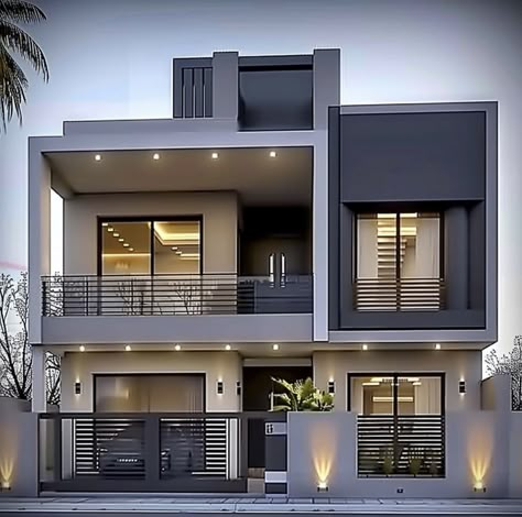 Aesthetic House Color Exterior, Duplex House Front Elevation Design, First Floor House Design, Modern House Colors, Home Front Design, House Structure Design, Modern Bungalow House Design, Home Exterior Design, 2 Storey House Design