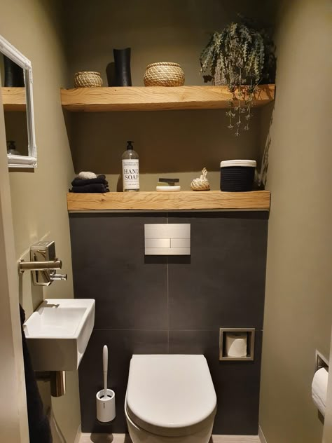 Small Toilet Design, Small Downstairs Toilet, Toilet Room Decor, Wc Design, Small Toilet Room, Guest Toilet, Modern Toilet, Downstairs Loo, Small Toilet