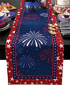 4th Of July Table Runner, Patriotic Table Runner, Wedding Runner, Dining Table Runners, Dining Room Blue, Room Blue, Patriotic Quilts, Celebration Ideas, Patriotic Stars