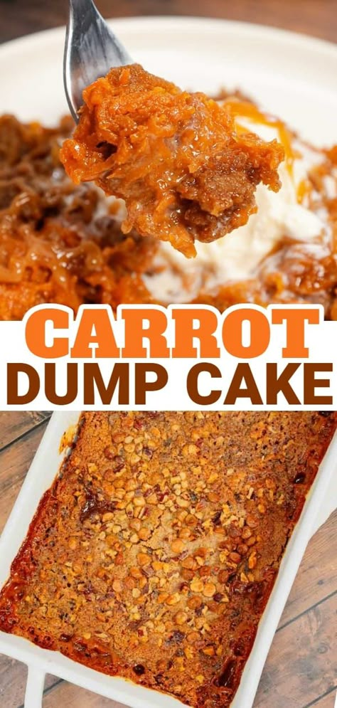 Better Than Carrot Cake Dump Cake, Dump Cake Recipes Carrot, Easy Box Carrot Cake Recipe, Pumpkin And Carrot Cake Mix Recipes, Boxed Carrot Cake Mix Ideas, Carrot Cake From Yellow Box Cake, Muffins From Carrot Cake Mix Recipes, Carrot Cake Cake Mix Recipes, Box Carrot Cake Hack