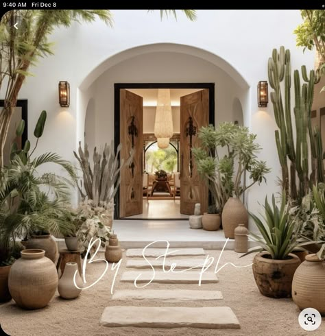 Ibiza Style Interior, Hacienda Style Homes, Bali House, Arizona House, Spanish House, Mediterranean Home, Mediterranean Homes, House Entrance, Entry Way